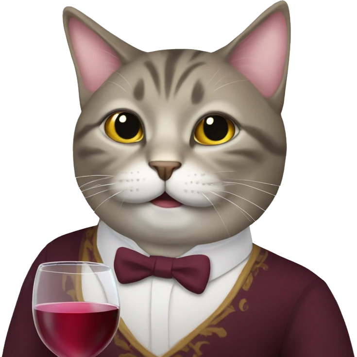 Cat human hybrid with a mustache drinking wine  emoji