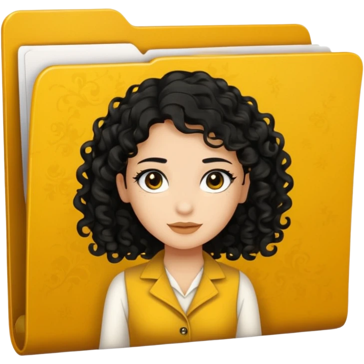 black transparent folder - with a canela skin girl with curly black hair logo  emoji