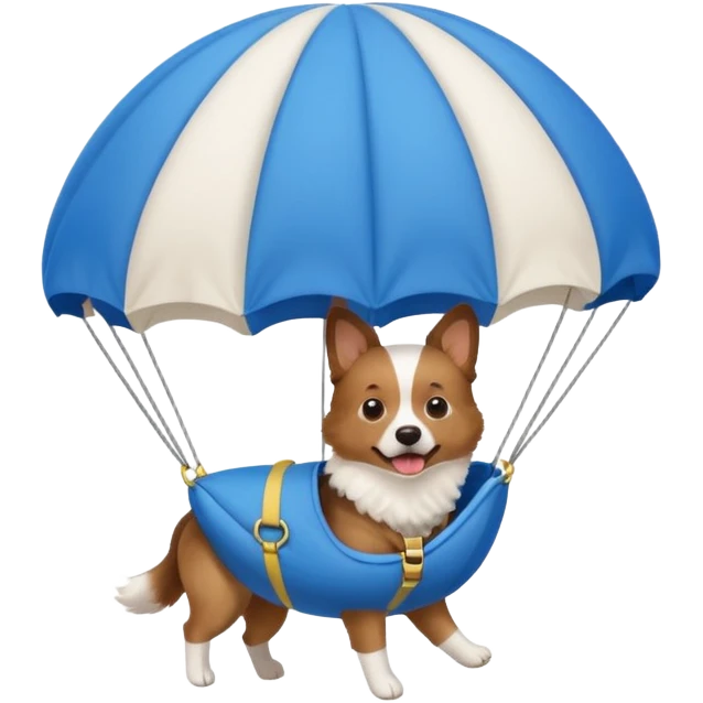 dog riding blue parachute emoji