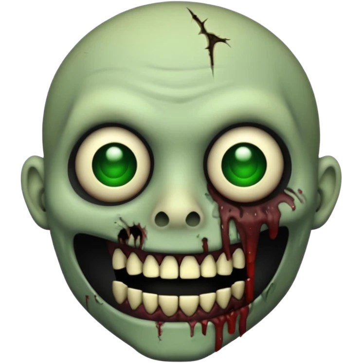 Zombie emoji with pitch black teeth no white showing emoji