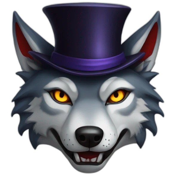 demonic wolf with pentagram top hat and a mysterious night emoji