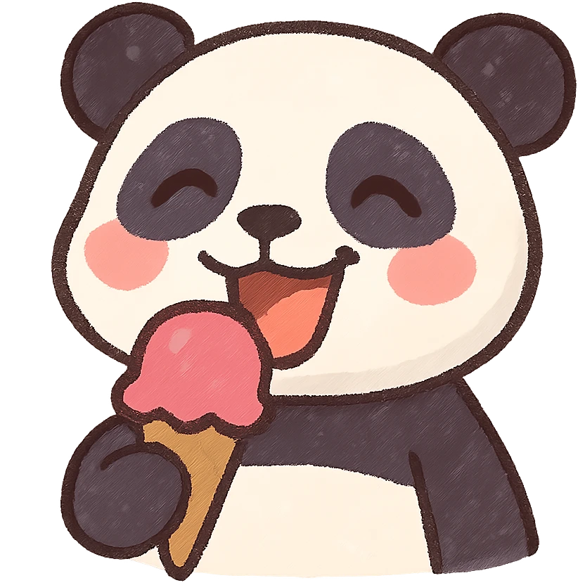 Panda eating ice cream emoji