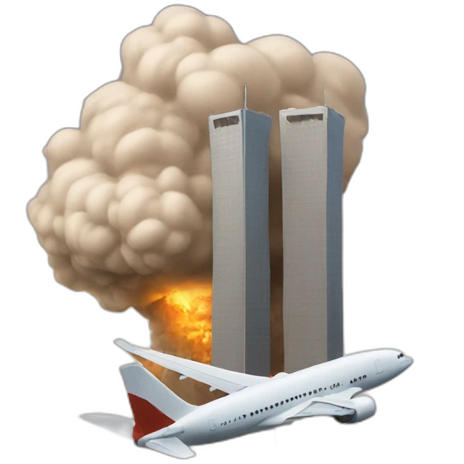 plane hitting two towers emoji