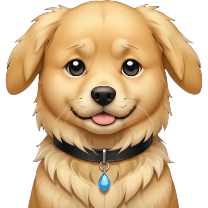 Crying golden retriever dog wearing goth accessories emoji