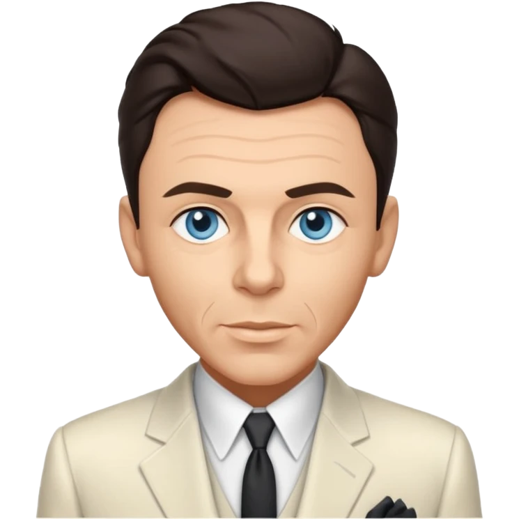 Frank Sinatra with blue eyes, dark brown hair, ivory outfit emoji