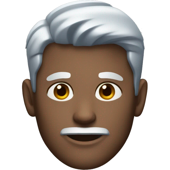 a white man with red dyed hair, shaved on the sides that is dyed black. He is wearing a dark blue button up shirt emoji
