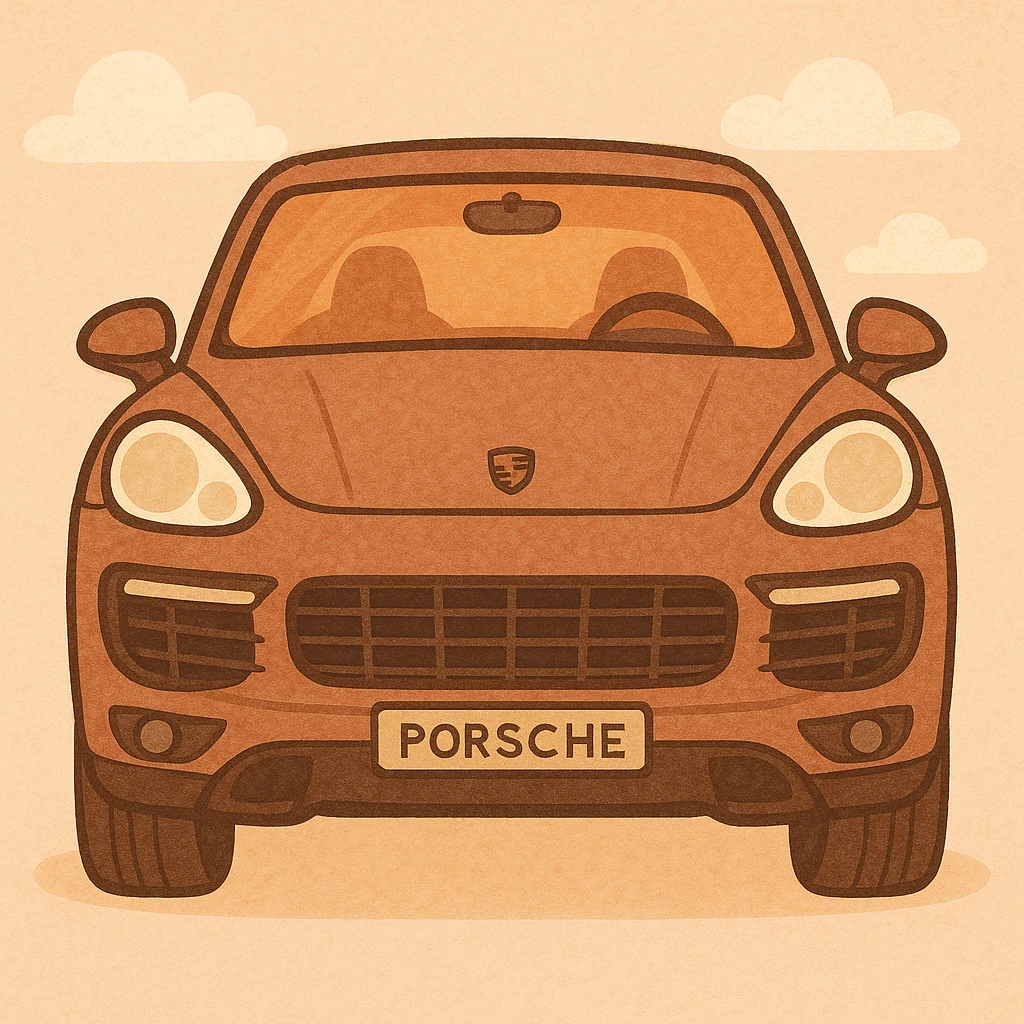 Porsche Cayenne, cartoon style, front view, vibrant cartoon car illustration emoji