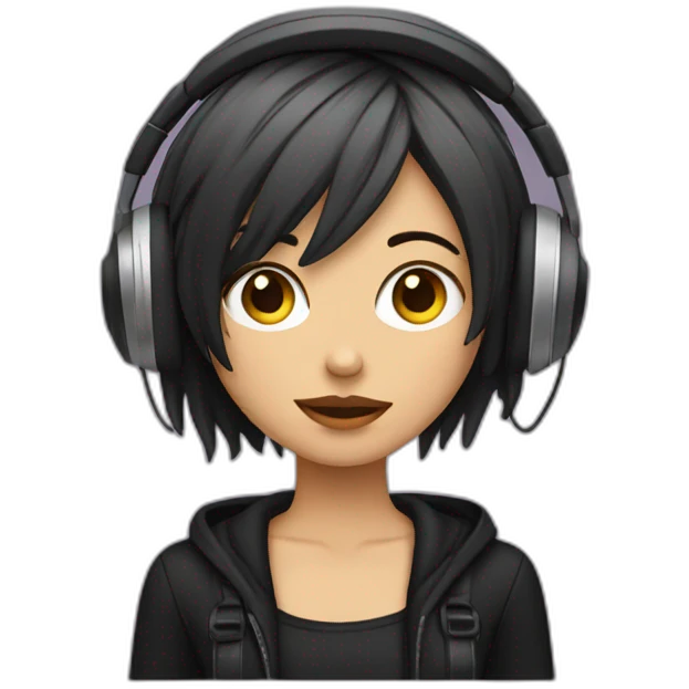 Mujer emo con audifonos emoji