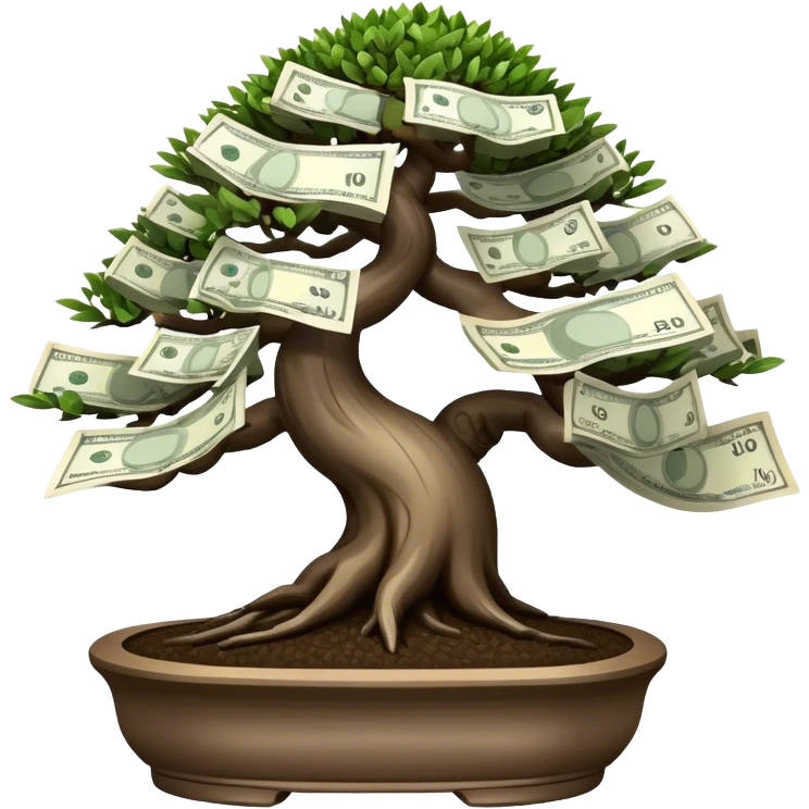 Bonzai with banknotes emoji