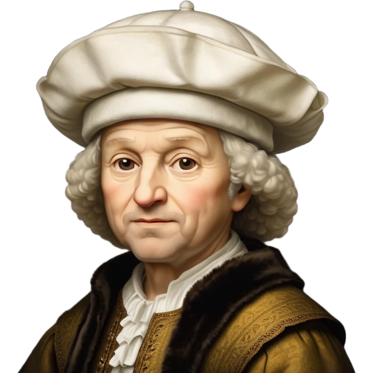 emoji of rembrandt,-shown-as-a-master-artist-with-deep,-introspective-eyes-and-richly-detailed-period-clothing,-rendered-with-dramatic-chiaroscuro-lighting-that-emphasizes-his-legacy white puffy hat emoji