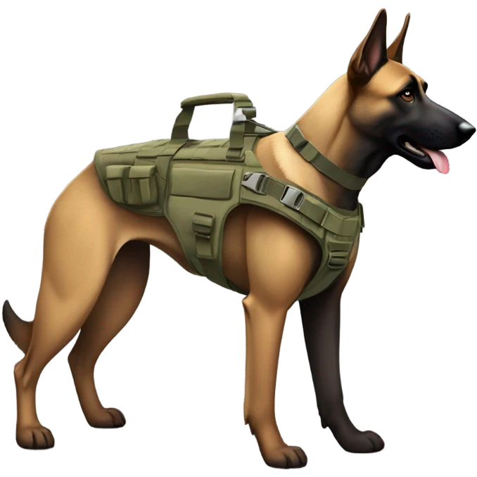 Dark Belgian malinois, tactical emoji