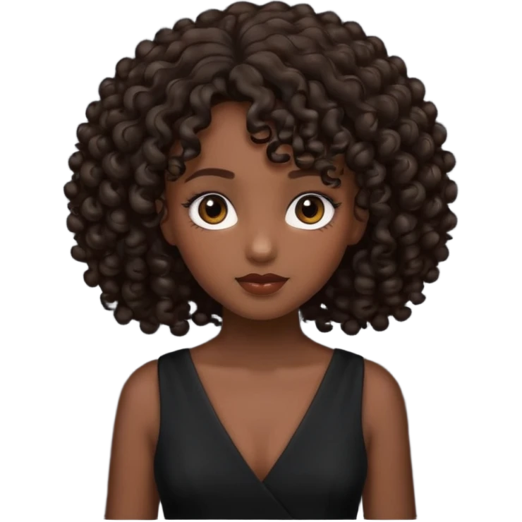 curly haired black dress girl emoji