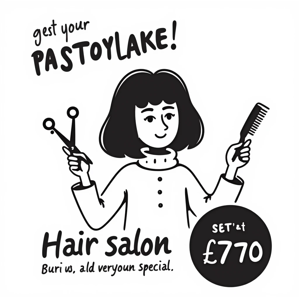hair salon marketing flyer style, special promotion emoji