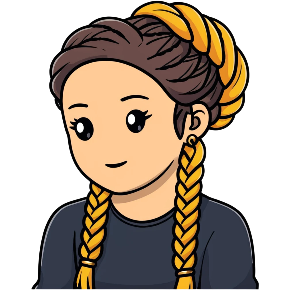 braided hair with gold rings emoji