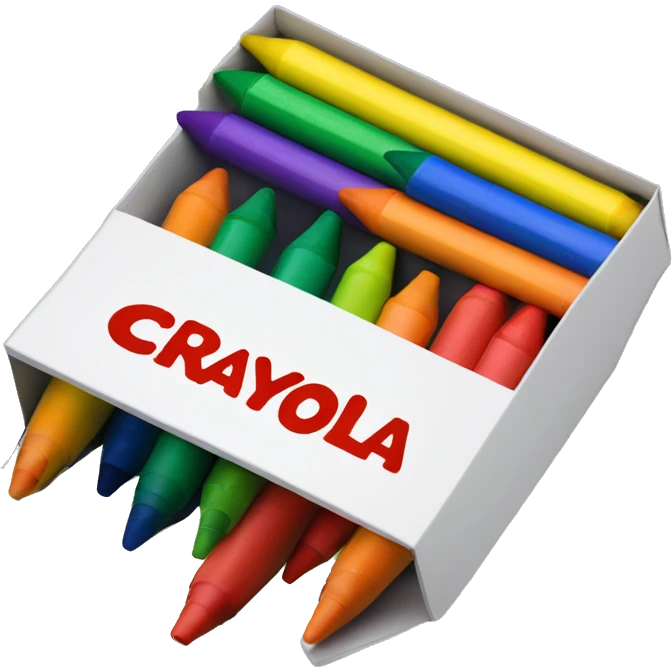 Yellow and Green Crayola Crayon Box with Red Orange Yellow Green Blue And Purple Crayons inside emoji
