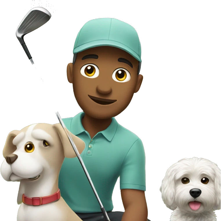 Me at golf course with dog emoji