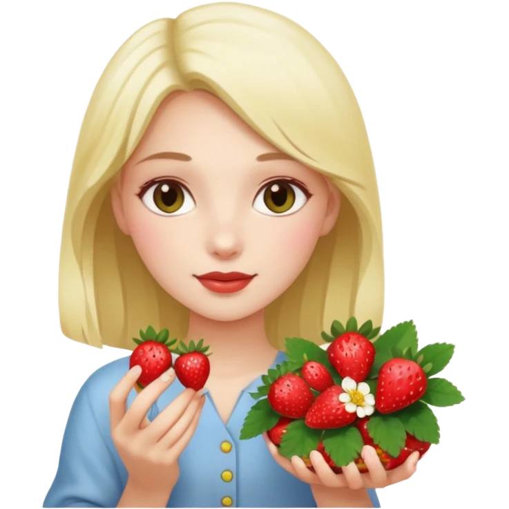 a beautiful girl mix with nenuphar and watel lili and  Strawberries  emoji