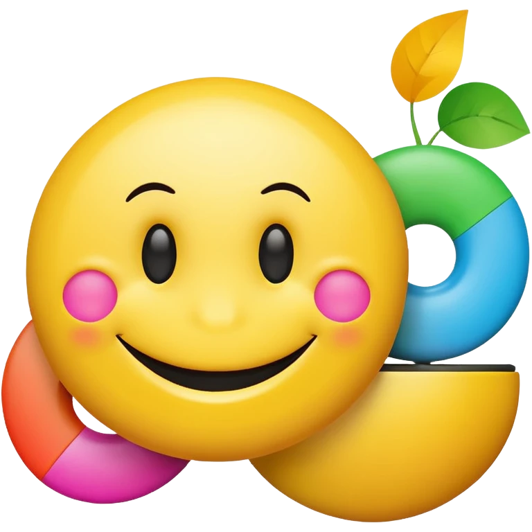 smiley with text: c360, and data visualization charts on the smiley emoji