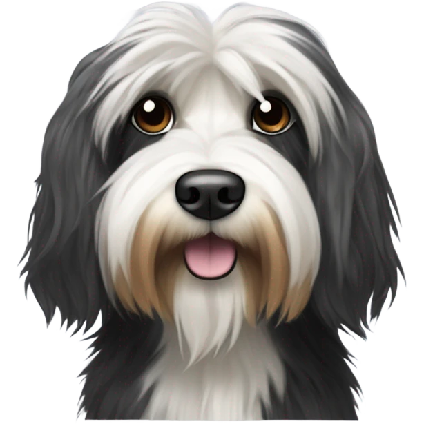 Tibetan terrier black and white dog emoji
