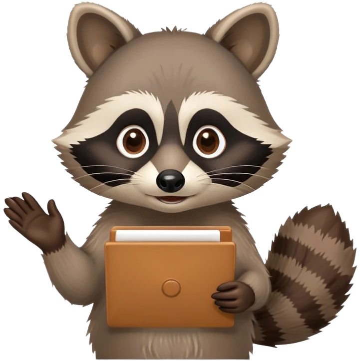 raccoon giving a PowerPoint presentation emoji