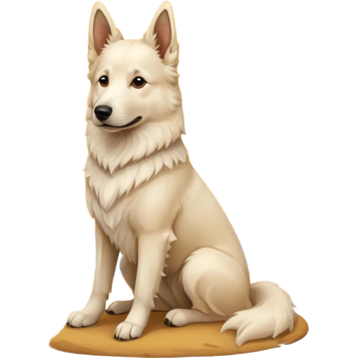 White belgian Shepard sit in A sunset   emoji
