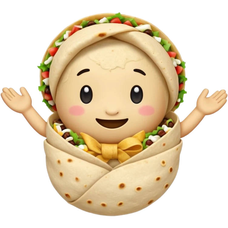 A burrito with arms bow on top emoji