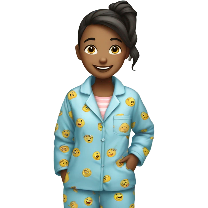 Girl in matching pajamas emoji