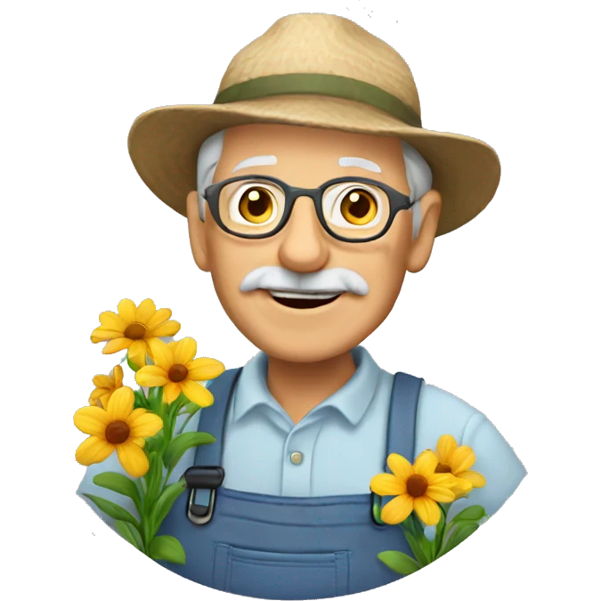 retired gardener with flowers emoji