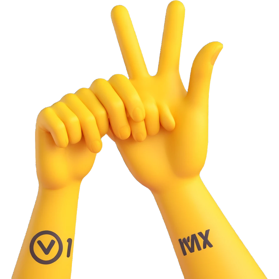 yellow hand making the 'OK' gesture with a tattoo on the wrist, 3D emoji style emoji