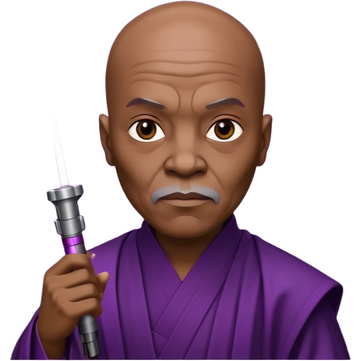star wars master windu bald head with purple lightsaber emoji