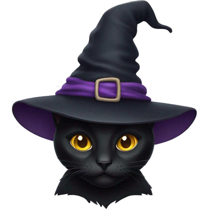 Black cat wearing a witch hat emoji
