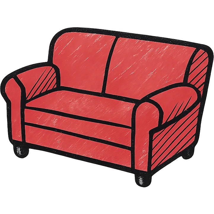 red sofa 3/4 inclined angle emoji