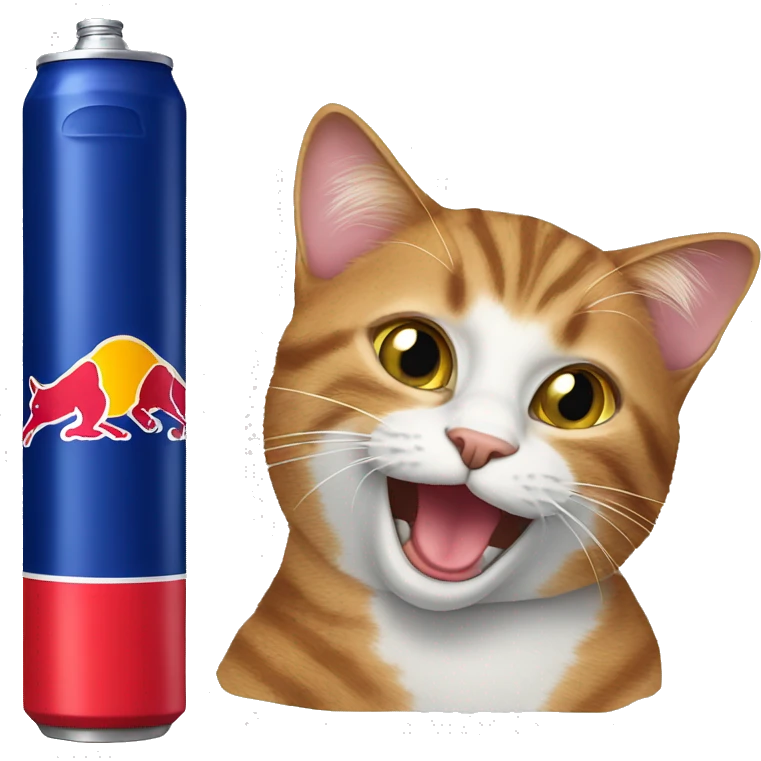 cat drinking redbull emoji