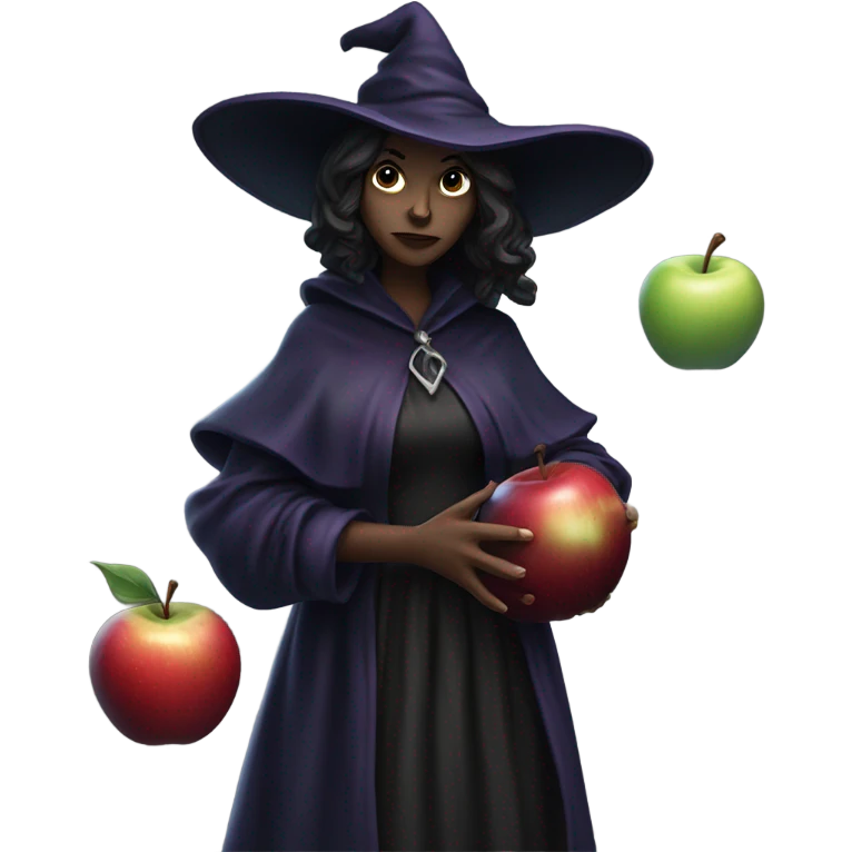 witch in Kitchen and apple poison emoji