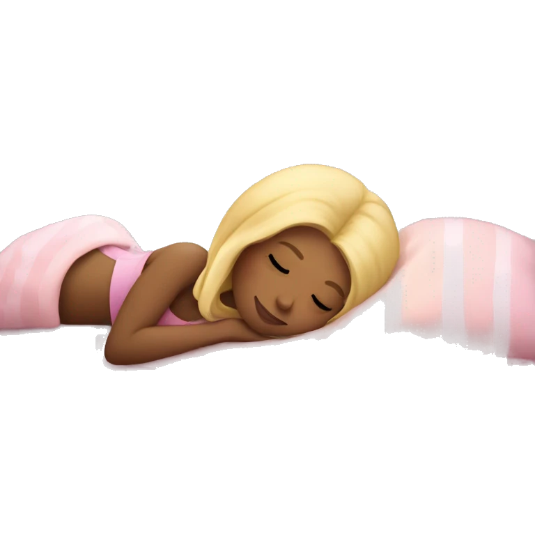 girl sleeping with blonde hair and pink bed  emoji