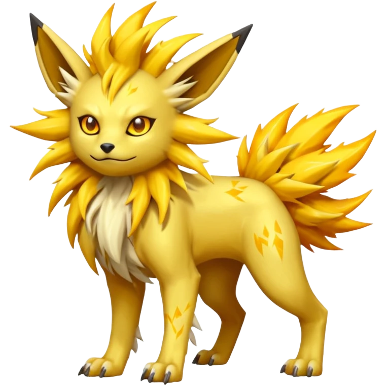 Feral Solgaleo-Jolteon-Vernid-fusion-hybrid-creature, full body  emoji
