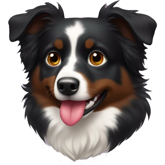 Small black australian shepherd dog with huge maroon heart emoji