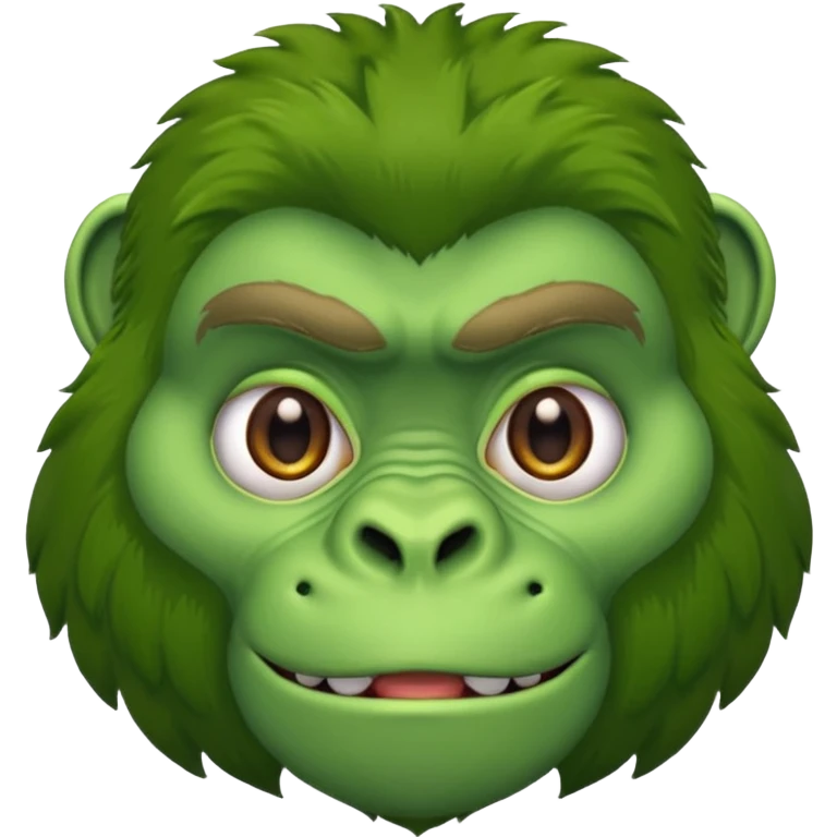 green gorilla face, simple, clear expression emoji