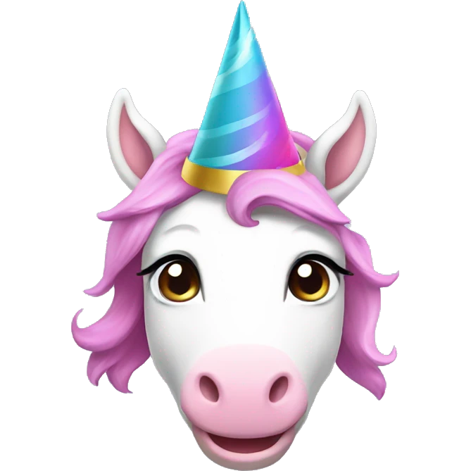 unicorn with birthday hat emoji