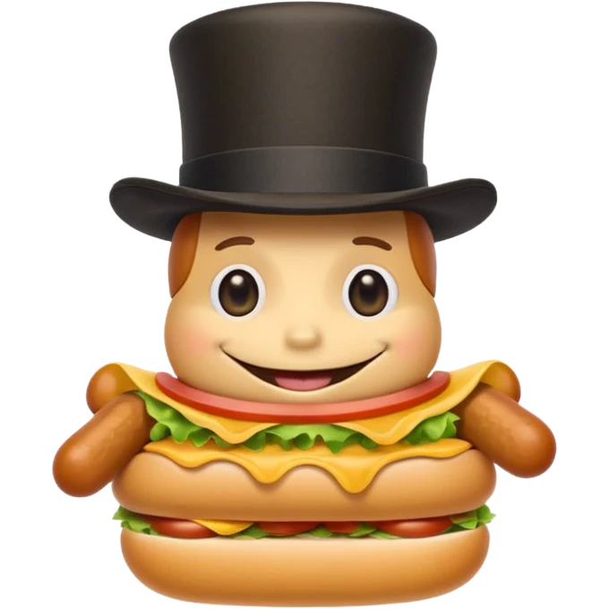 hotdog wearing tophat emoji