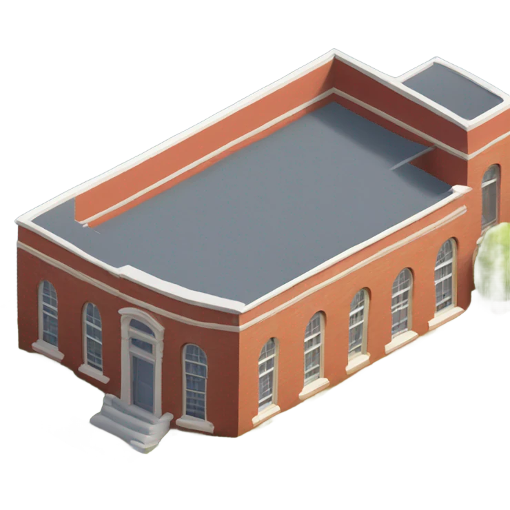 isometric redbrick curved single story building emoji
