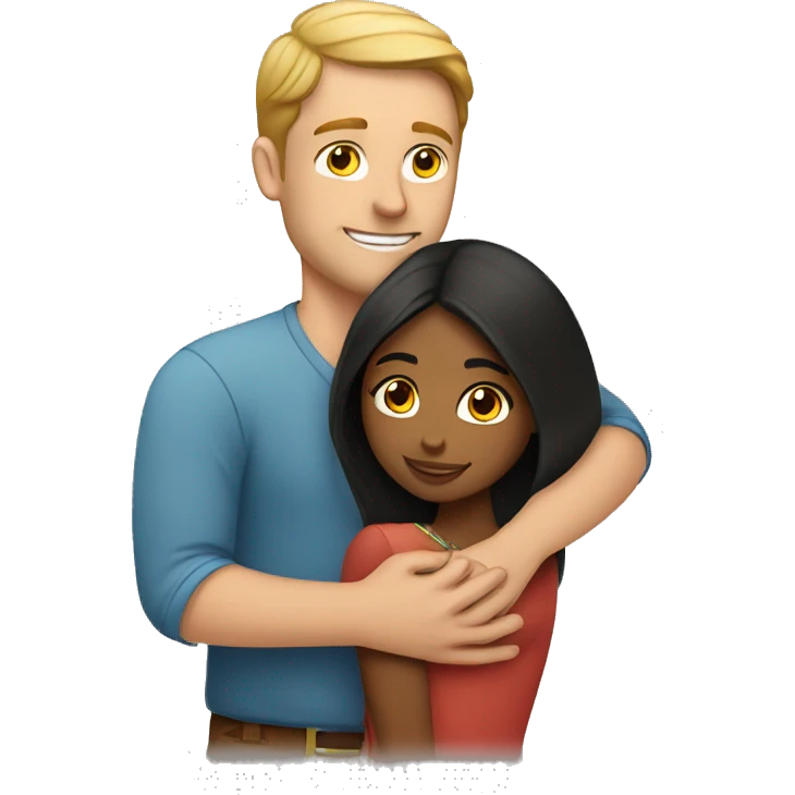 White guy hugging pretty indian girl emoji