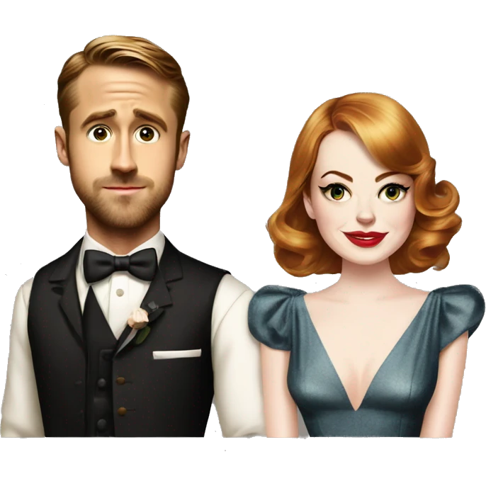 Ryan gosling and Emma stone 1940s party emoji
