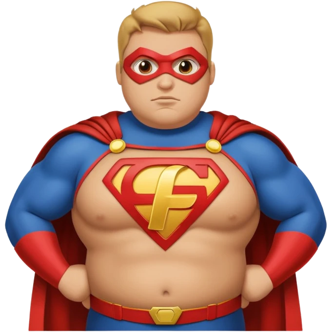 fat super hero with f on his chest emoji