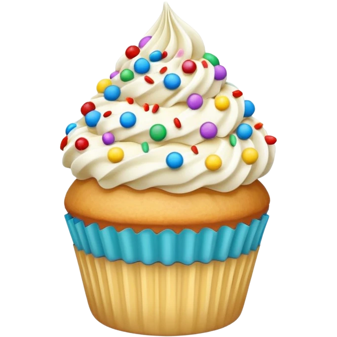 Vanilla Cupcake with white icing and colorful sprinkles  emoji