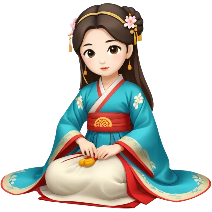 Beautiful girl in Hanfu sitting on the ground emoji