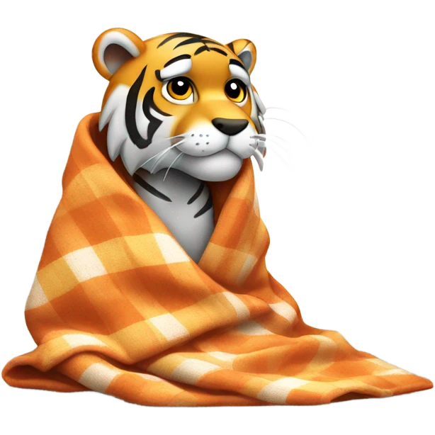 Shivering tiger with blanket emoji
