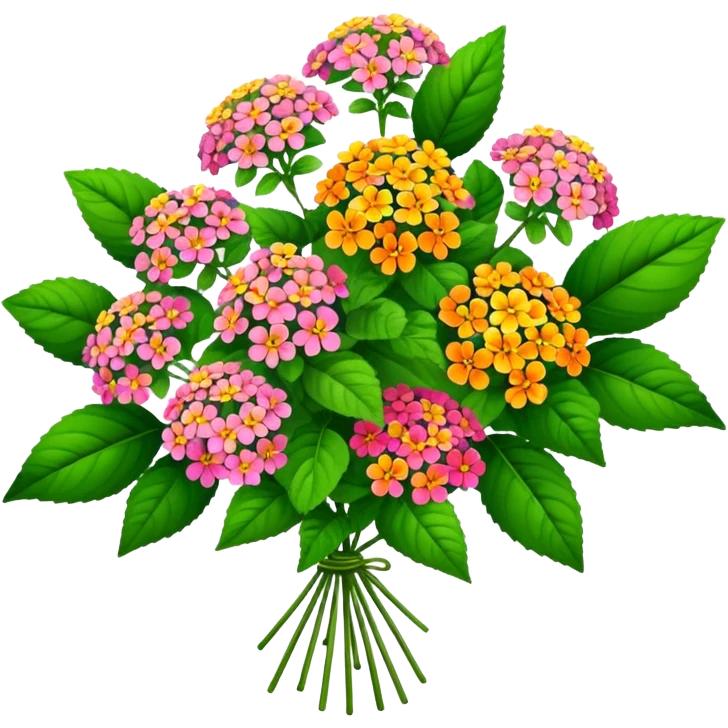 big bouquet Lantana flower, stem, leaf emoji
