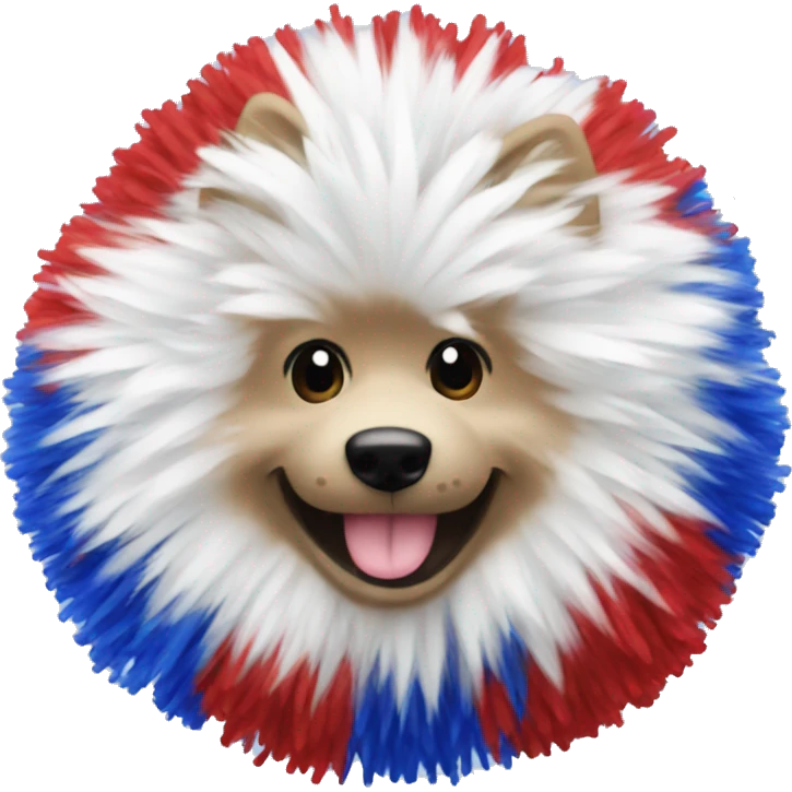 red, white, and blue pom pom emoji