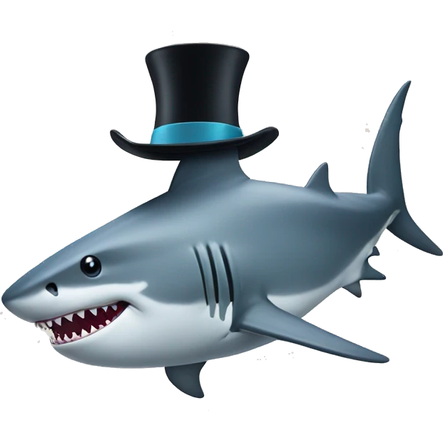 Shark with a top hat emoji